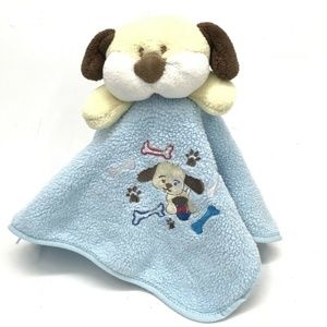 Baby Kiss Blanket Blue Brown Satin Security Lovey
